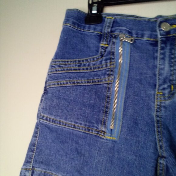 CJ Jeans Shorts Juniors 5 90s Y2K Zipper Detail Pockets Denim Blue - Picture 4 of 13